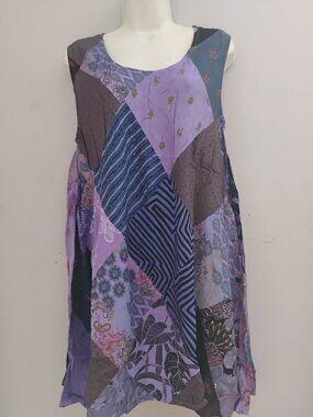 Bohemian Patchwork Summer Dress with Pockets, One Size Fits Most  NWT